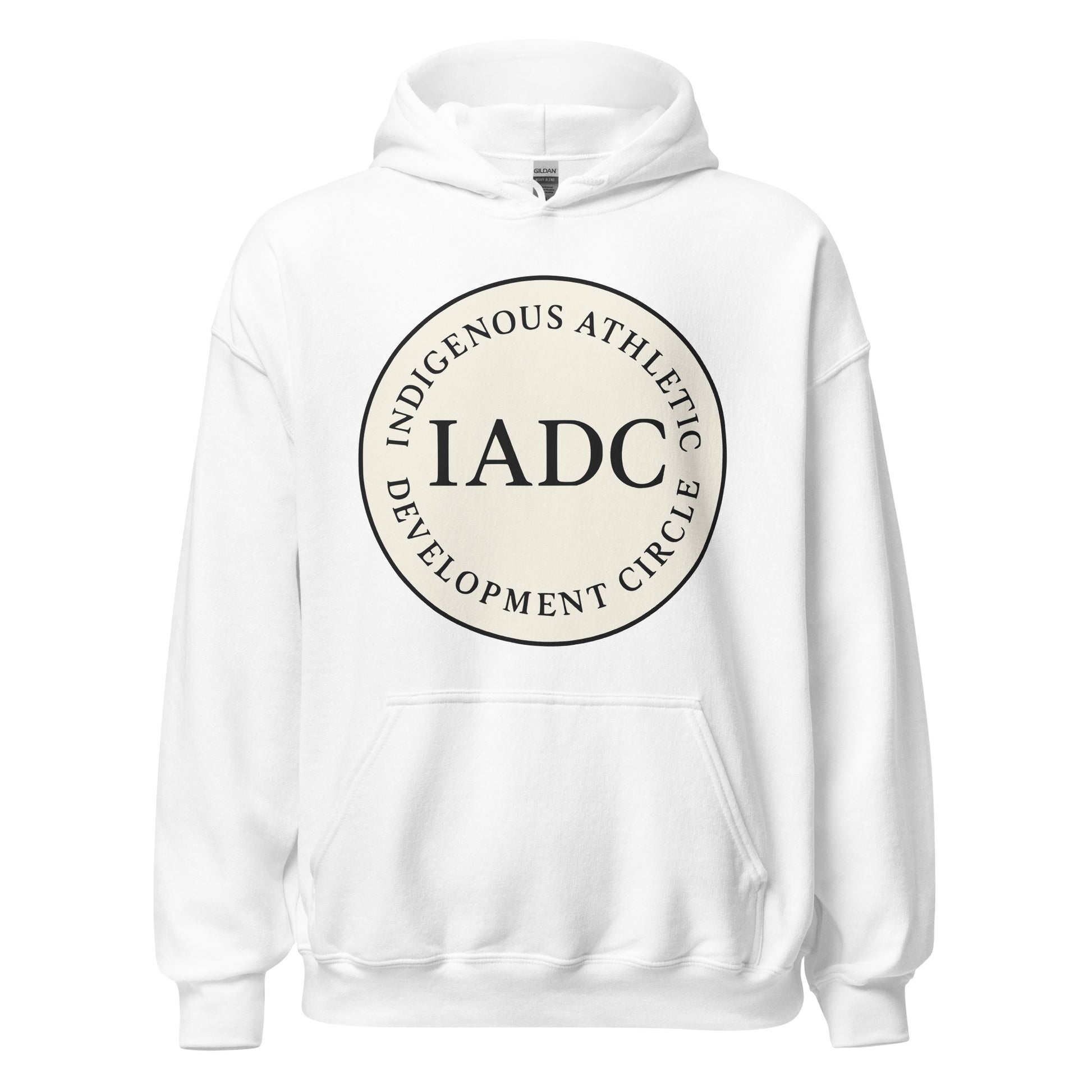 White hoodie with 'IADC' logo