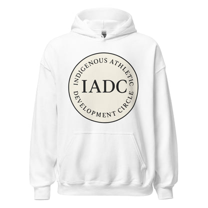 White hoodie with 'IADC' logo