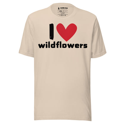 Soft Cream t-shirt with 'I ❤️ wildflowers' text.