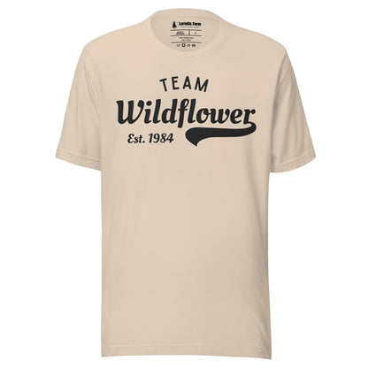 Soft Cream t-shirt with 'Team Wildflower Est. 1984' text.
