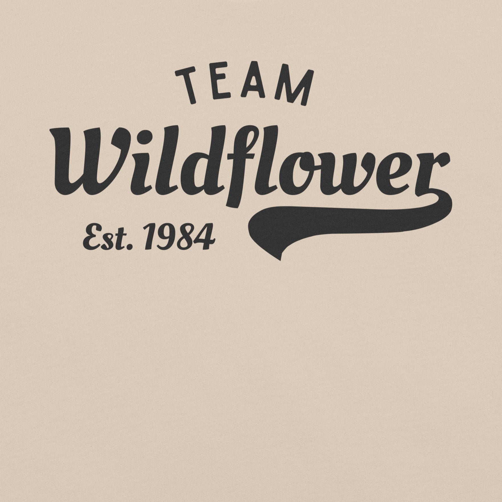 Soft Cream t-shirt with 'Team Wildflower Est. 1984' text.