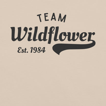 Soft Cream t-shirt with 'Team Wildflower Est. 1984' text.