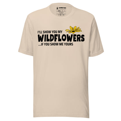 Soft Cream t-shirt with text and flower graphic.